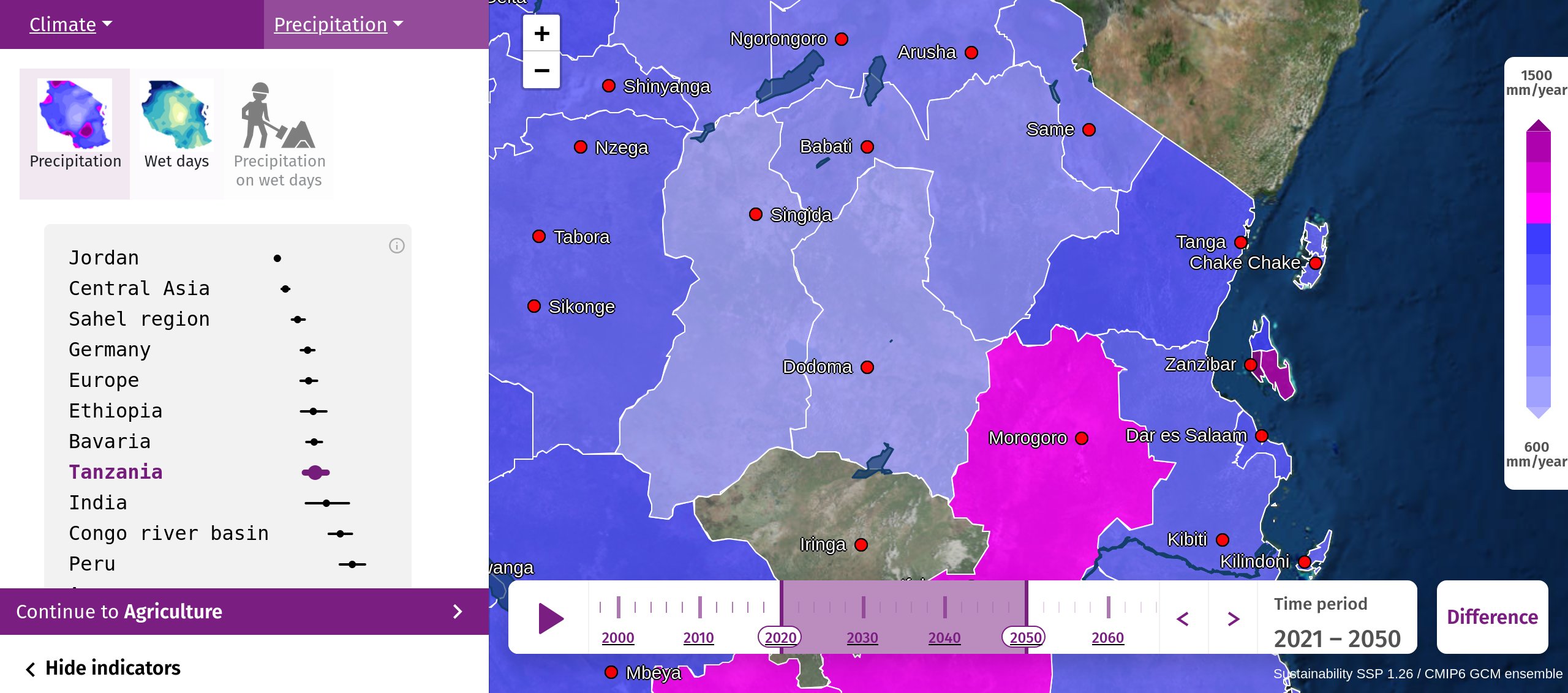 The map with region fill